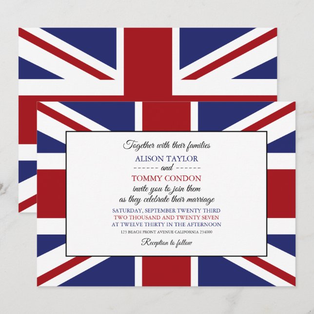 British Flag, Flag of Northern Ireland Wedding Invitation (Front/Back)