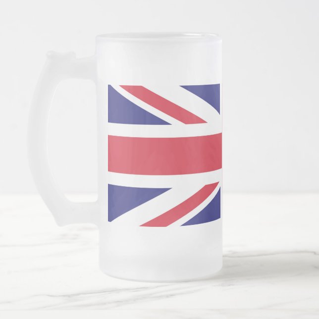 British Flag Frosted Glass Beer Mug (Left)