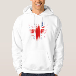 British Flag Grunge Distressed Design Men's White Hoodie