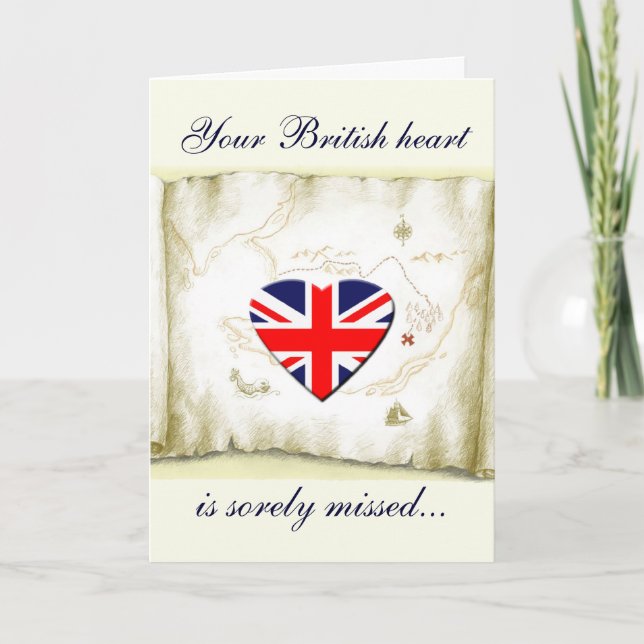 British Flag Heart/missing you+military Holiday Card (Front)