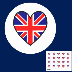 British Flag Heart Valentine  Classic Round Sticker