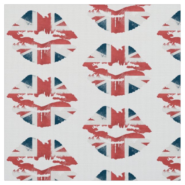 British Flag Lips Fabric (Swatch)