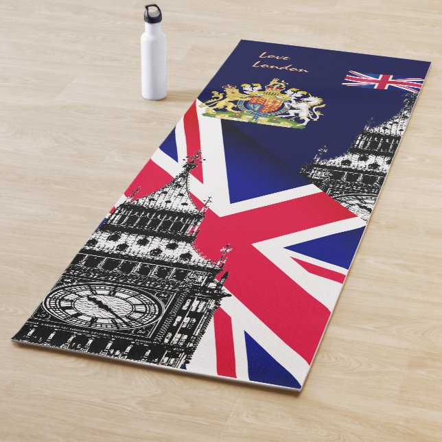 British Flag mat, Big Ben, UK symbols, London Yoga Mat (In Situ)