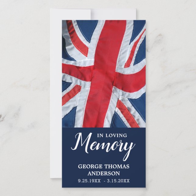 British Flag Memorial Prayer Funeral Bookmark  (Front)