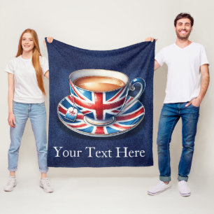 British Flag on English Teacup Fleece Blanket