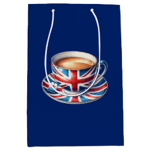 British Flag on English Teacup Medium Gift Bag