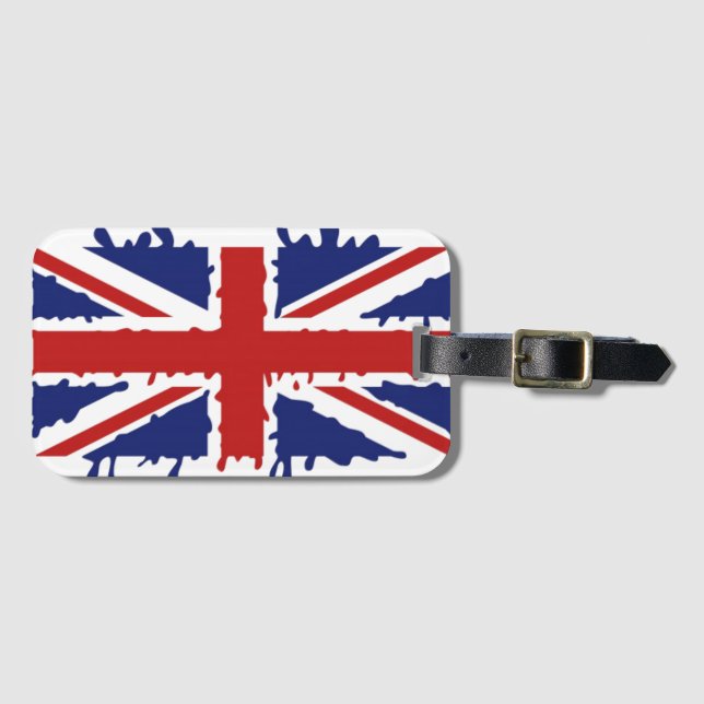 British flag paint splash luggage tag (Front Horizontal)