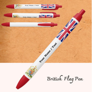 British Flag Pen, United Kingdom / Union Jack  Black Ink Pen
