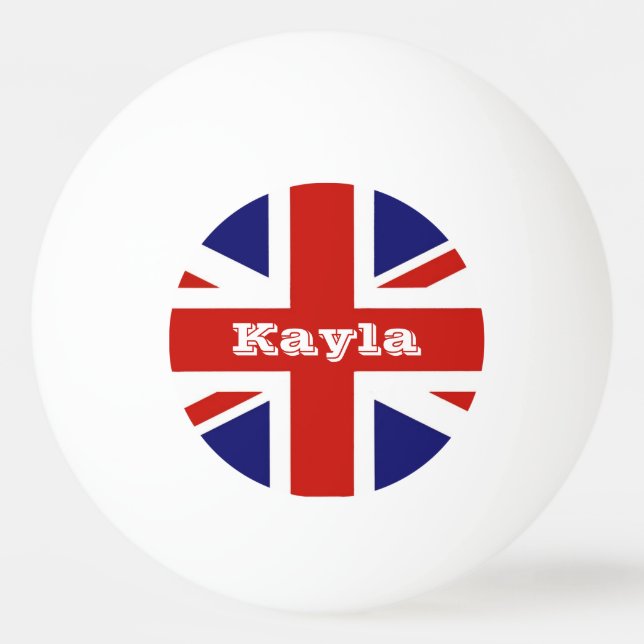 British Flag Personalised Ping Pong Ball (Front)