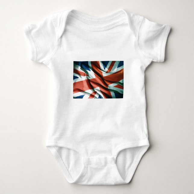 British Flag Pop Art Baby Bodysuit (Front)