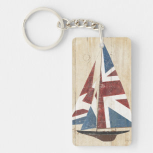 British Flag Sailboat Key Ring