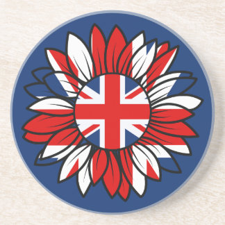 British Flag Sunflower Design Coaster