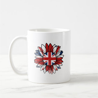 British Flag Sunflower Distressed Design Coffee Mug