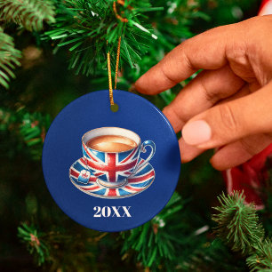 British Flag Teacup Christmas Tree Ceramic Tree Decoration