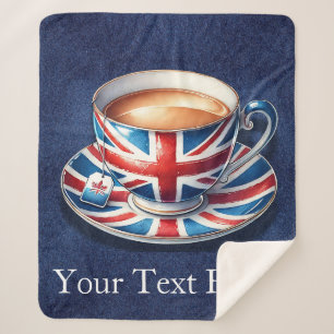 British Flag Teacup Sherpa Blanket