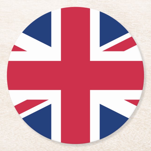 BRITISH FLAG, Union Jack beer mat,  Round Paper Coaster (Front)
