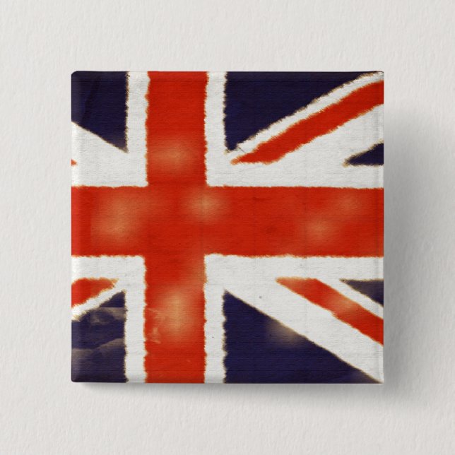 British Flag Union Jack Square Button (Front)