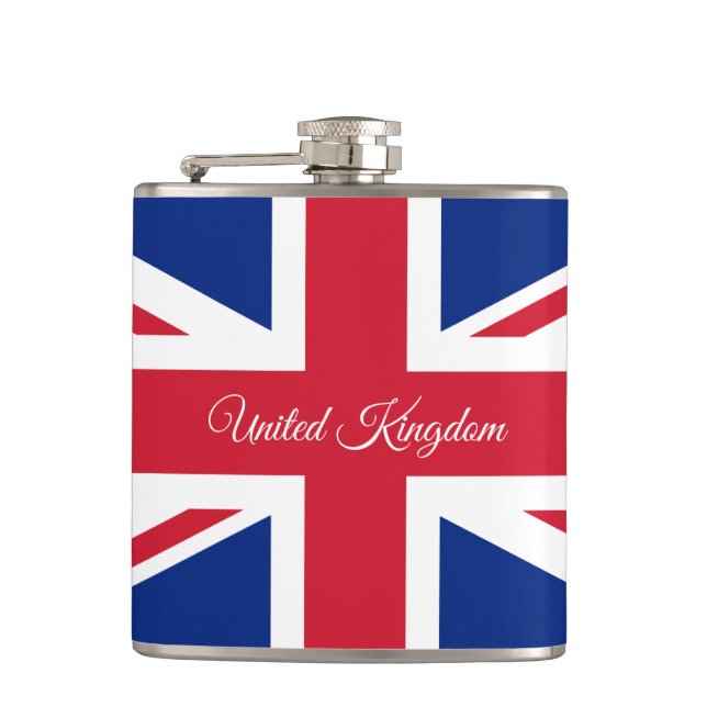 British Flag & United Kingdom fashion /sports fans Hip Flask (Front)
