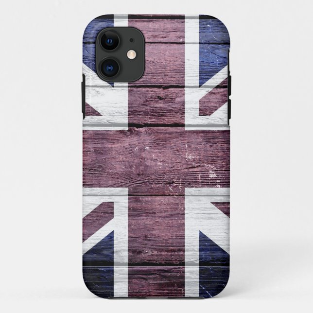 British Flag Vintage Wood Case-Mate iPhone Case (Back)