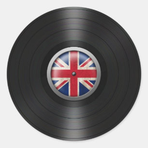 British Flag Vinyl Record Album Graphic Classic Round Sticker