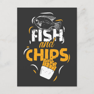 British Food Fish Chips Funny Streetfood Postcard