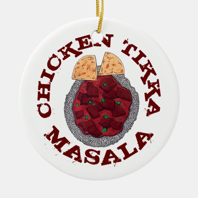 British Food Indian Takeaway Chicken Tikka Masala Ceramic Tree Decoration (Front)