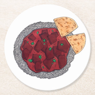 British Food Indian Takeaway Chicken Tikka Masala Round Paper Coaster