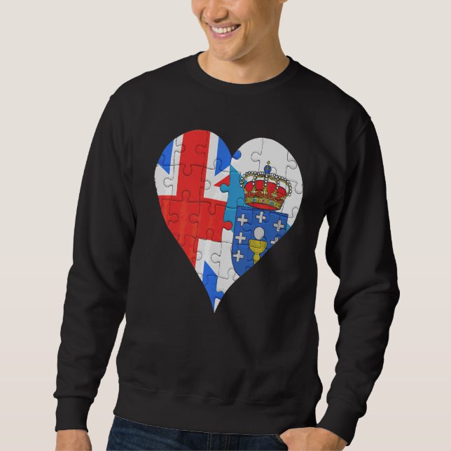 British Galician Flag Heart Sweatshirt (Front)