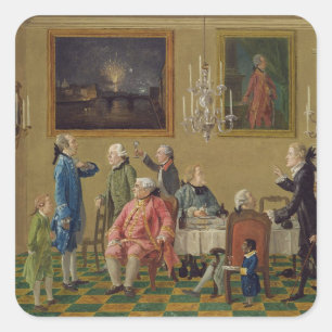 British gentlemen at Sir Horace Mann's home in Flo Square Sticker