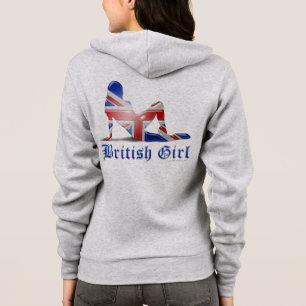British Girl Silhouette Flag Hoodie