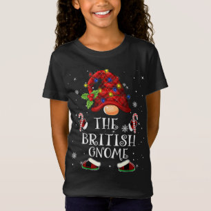 British Gnome Buffalo Plaid Christmas Tree Light T-Shirt