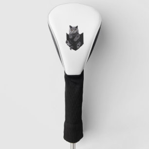 British Grey Cat In Pocket S Cats Golf Head Cover