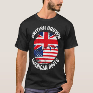 British Grown American Roots Vintage Flags for Men T-Shirt