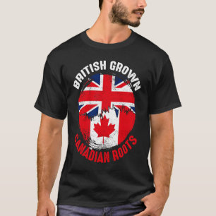 British Grown Canadian Roots Vintage Flags for Men T-Shirt