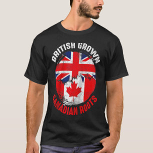 British Grown Canadian Roots Vintage Flags for Men T-Shirt