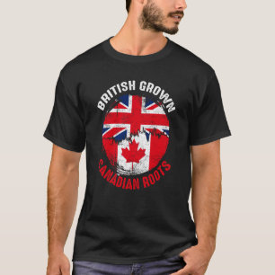 British Grown Canadian Roots Vintage Flags for Men T-Shirt