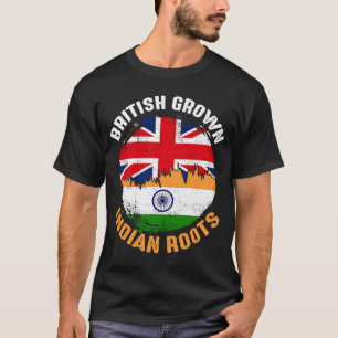 British Grown Indian Roots Vintage Flags for Men W T-Shirt