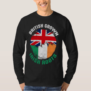 British Grown Irish Roots Vintage Flags for Men Wo T-Shirt