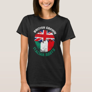 British Grown Italian Roots Vintage Flags for Men  T-Shirt