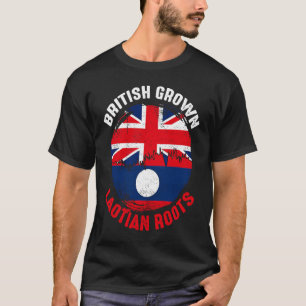 British Grown Laotian Roots Vintage Flags for Men T-Shirt