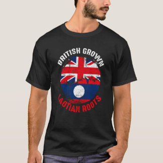 British Grown Laotian Roots Vintage Flags for Men  T-Shirt