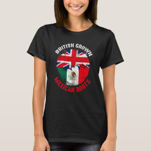 British Grown Mexican Roots Vintage Flags for Men T-Shirt