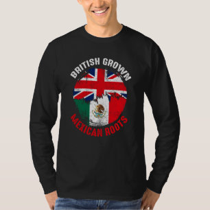 British Grown Mexican Roots Vintage Flags for Men T-Shirt