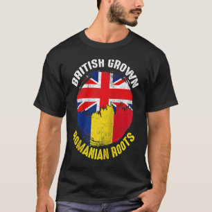 British Grown Romanian Roots Vintage Flags for Men T-Shirt