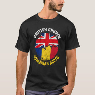 British Grown Romanian Roots Vintage Flags for Men T-Shirt