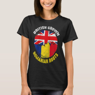 British Grown Romanian Roots Vintage Flags for Men T-Shirt