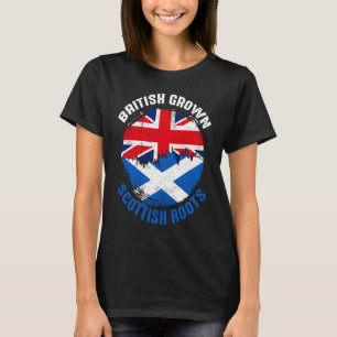 British Grown Scottish Roots Vintage Flags for Men T-Shirt