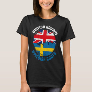 British Grown Swedish Roots Vintage Flags for Men T-Shirt
