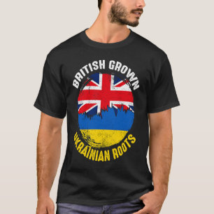 British Grown Ukranian Roots Vintage Flags for Men T-Shirt