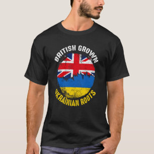 British Grown Ukranian Roots Vintage Flags for Men T-Shirt